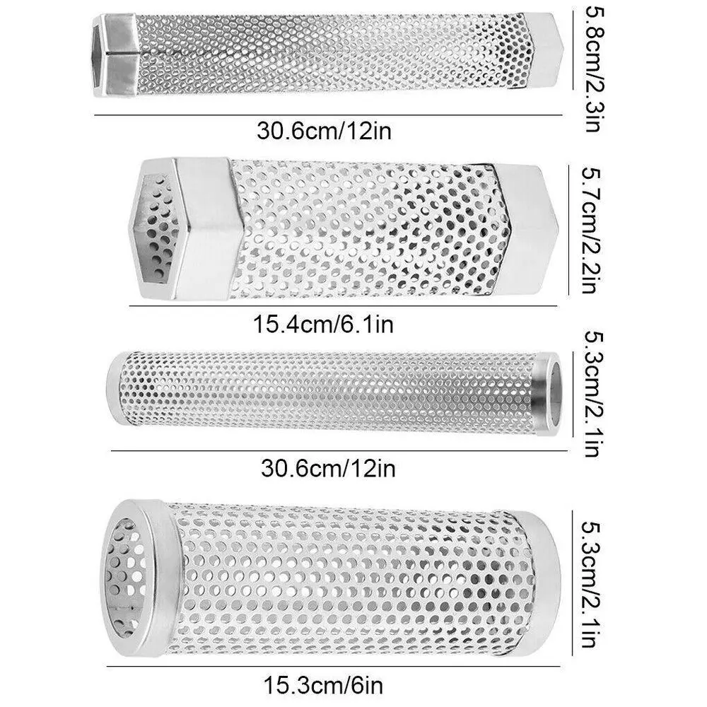 Mesh Stainless-Steel BBQ Smoker Tube Generator Pellet Cold Smokes 6inch 12inch