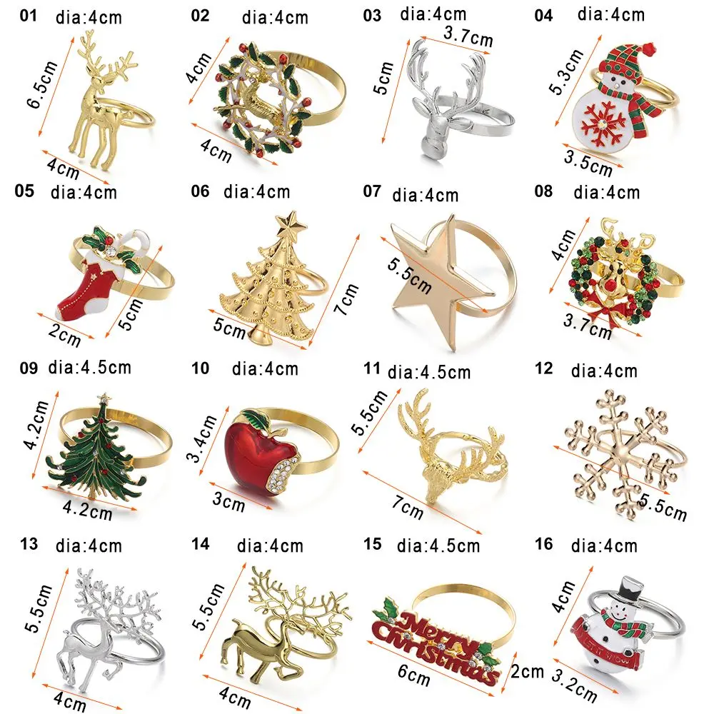 Christmas Napkin Ring Bow Flower Wreath Mouth Ring Wedding Banquet Hotel Table Supplies Circle Merry Xmas Decoration Gifts