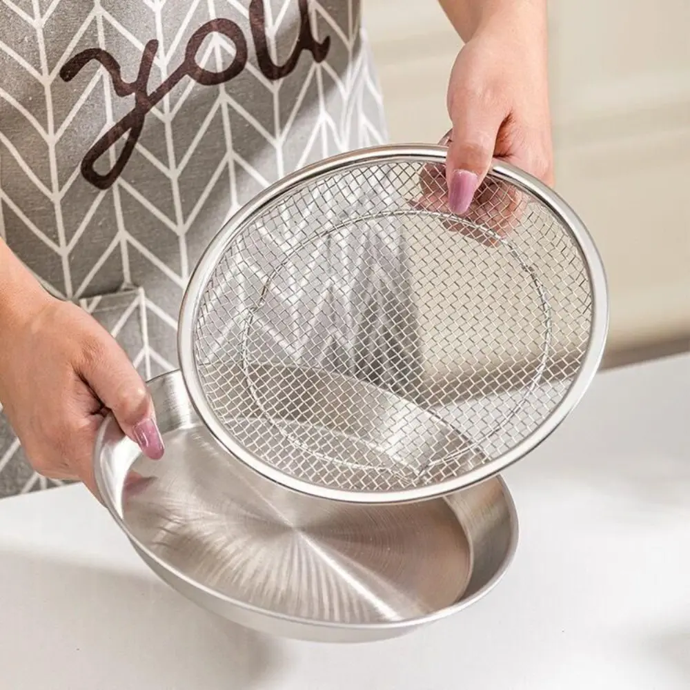 Stainless Steel Frying Filter Mesh Plate Kitchen Oil Drainage Device Oil Filter Rack Double Ear Mesh Screen Basket Mesh Rack