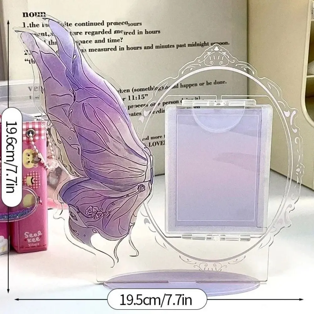 Acrylic Ornaments Butterfly Acrylic Photocard Holder Rotatable Elaborate Design Card Holder Beautiful Idol Star Display Stand