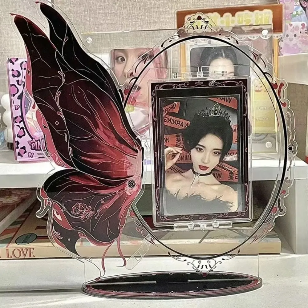 Acrylic Ornaments Butterfly Acrylic Photocard Holder Rotatable Elaborate Design Card Holder Beautiful Idol Star Display Stand