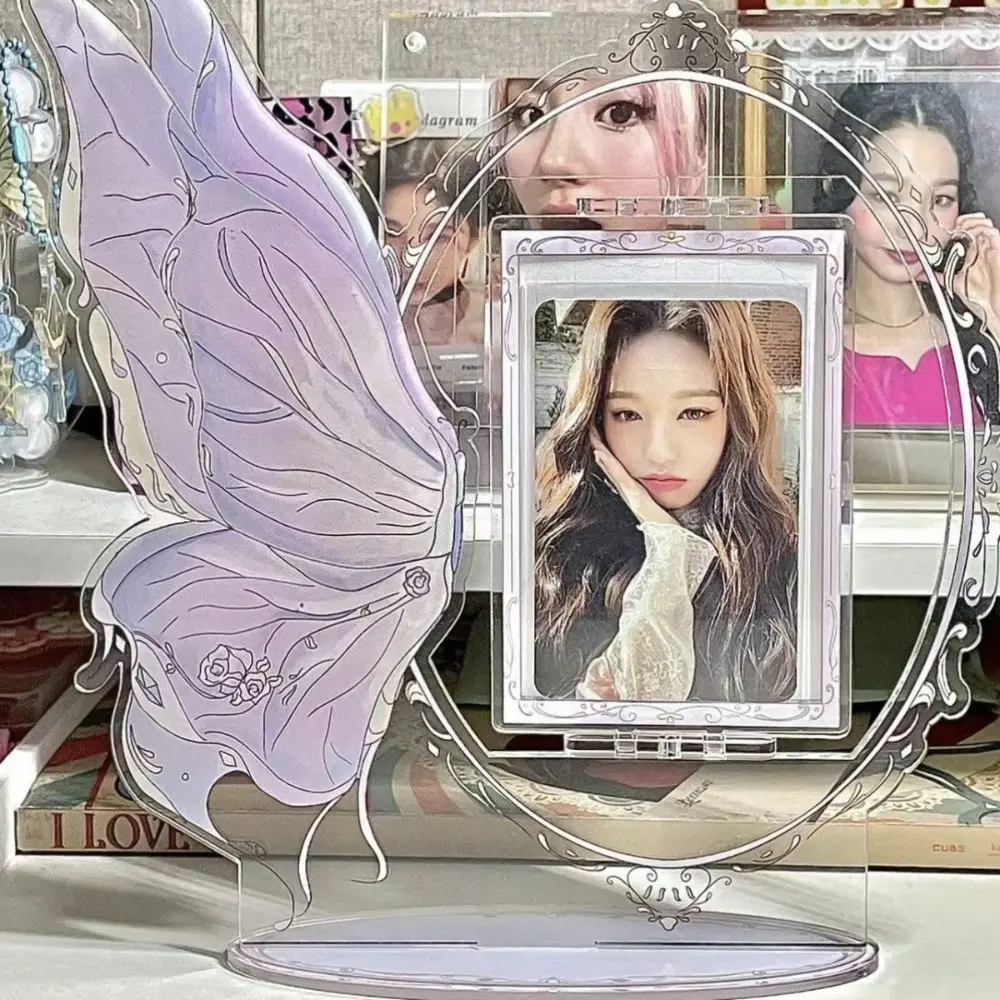 Acrylic Ornaments Butterfly Acrylic Photocard Holder Rotatable Elaborate Design Card Holder Beautiful Idol Star Display Stand