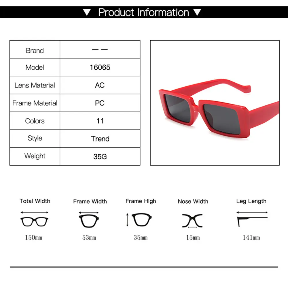 New Fashion Vintage Sunglasses Women Retro Sunglass Rectangle Sun Glasses Female UV400 Lens Eyewear