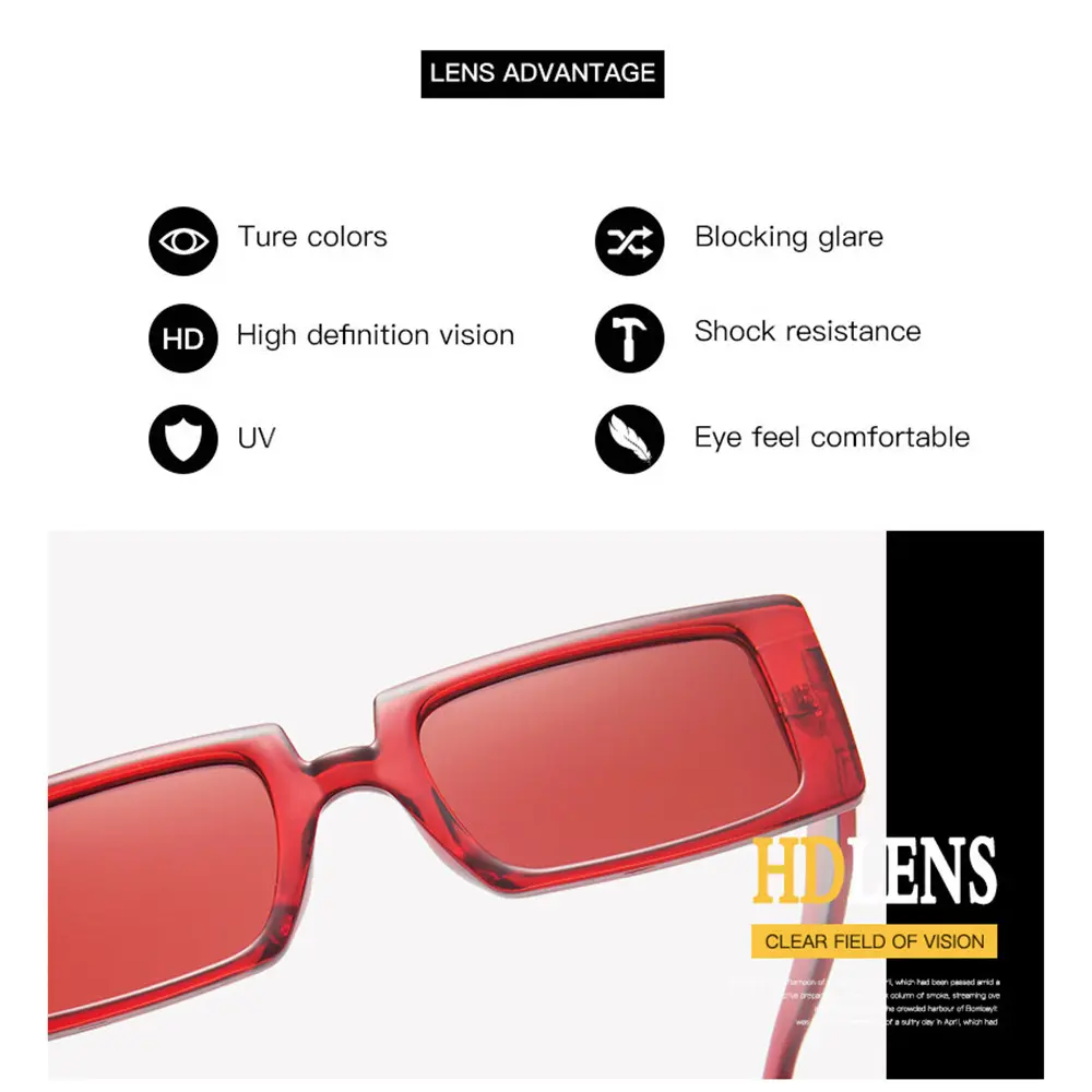New Fashion Vintage Sunglasses Women Retro Sunglass Rectangle Sun Glasses Female UV400 Lens Eyewear