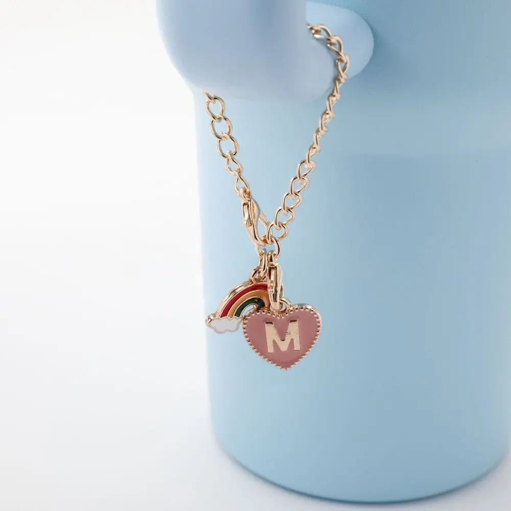 Heart Shaped Cup Letter Charm Chain Personalized Keychain Cup Accessories Jewelry Cute Pendant for For Stanley Cup Tumbler