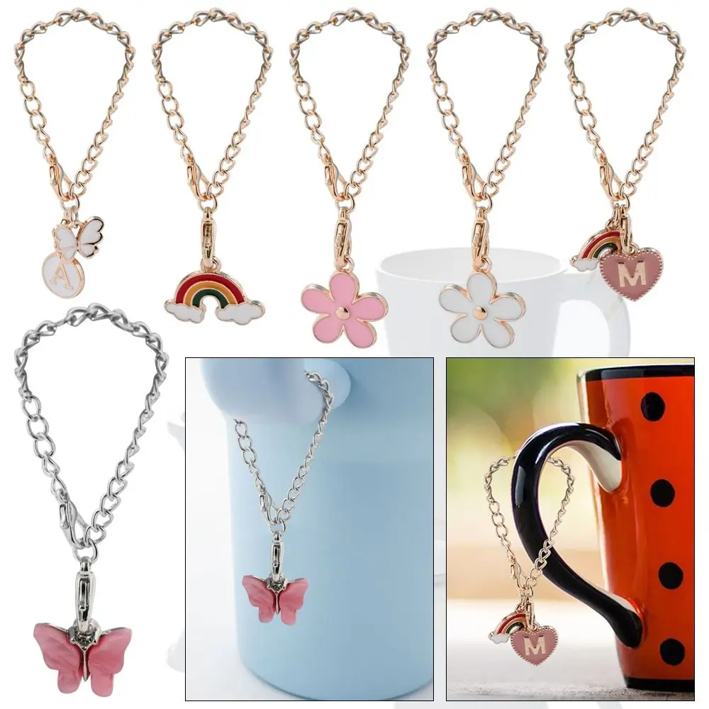 Heart Shaped Cup Letter Charm Chain Personalized Keychain Cup Accessories Jewelry Cute Pendant for For Stanley Cup Tumbler