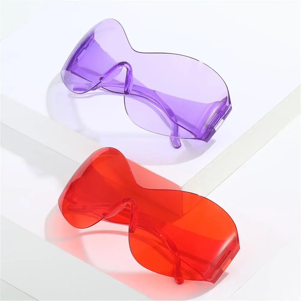 Oversized Futuristic Sunglasses for Women and Men, Trendy Rimless Y2K Sunglasses, Fashion Wrap Around Black Sun Glasses