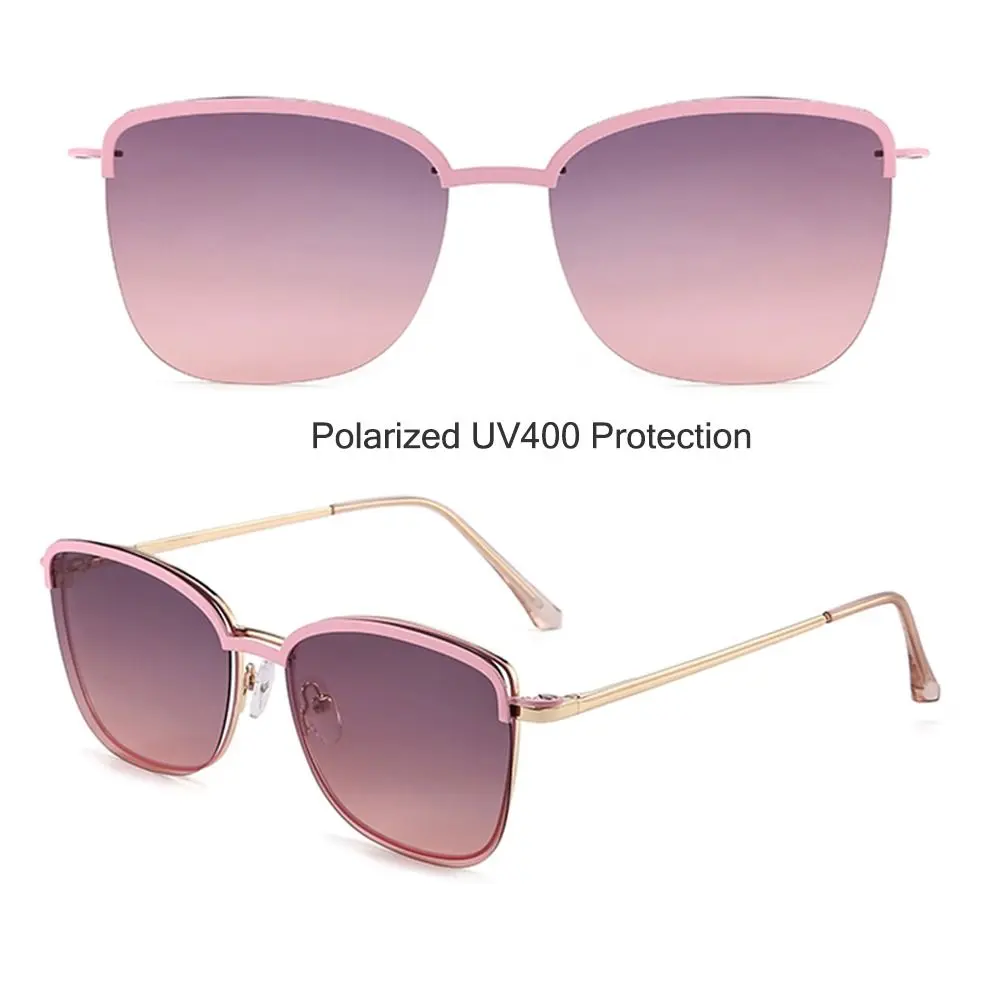 New Fashion 3 In-1 Glasses, Trendy Metal Frame Anti Blue Light Glasses with 1Pc Magnetic Polarized Clip-On Sunglasses Lenses