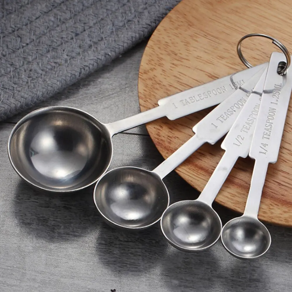 4 Pcs/Set Stainless Steel Measuring Cups Spoon Household Baking Flour Scoop Kitchen Gadgets Measuring Tool