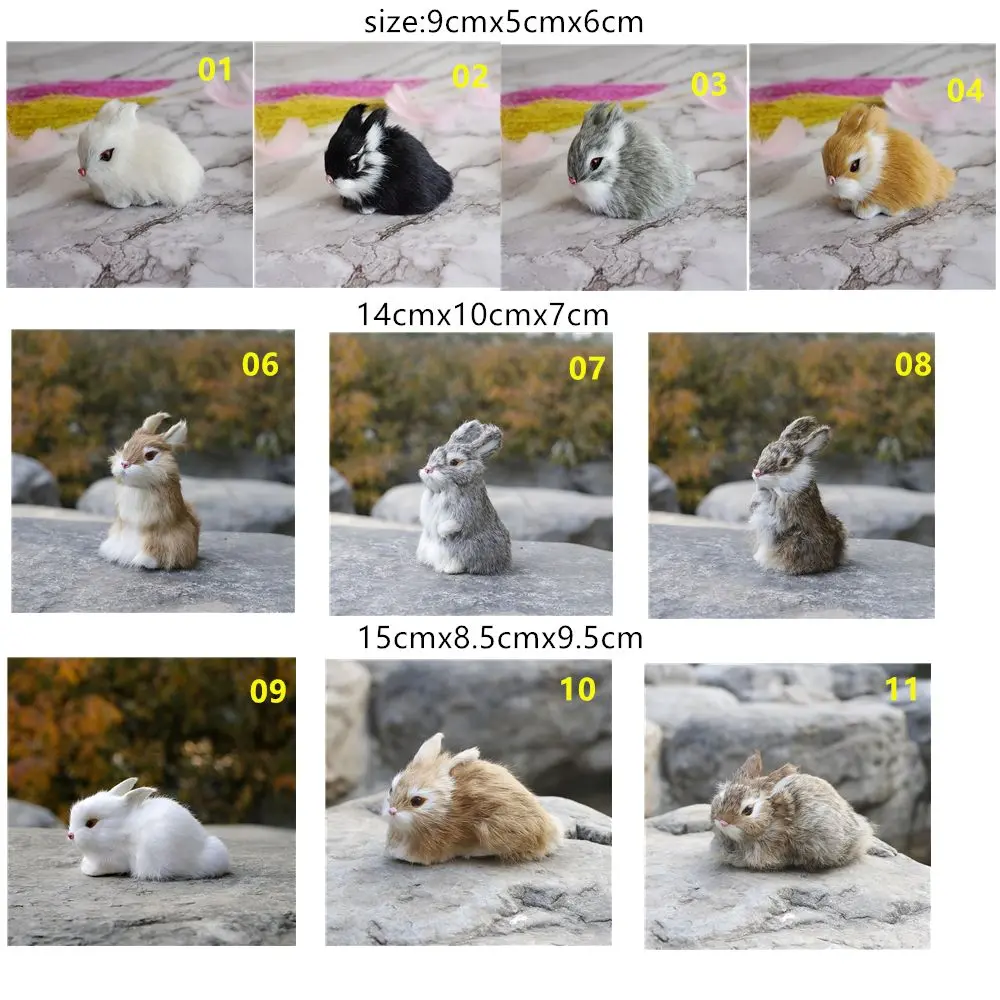 15CM Mini Realistic Cute White Plush Rabbits Fur Lifelike Animal Easter Bunny Simulation Rabbit Toy Model Birthday Gift