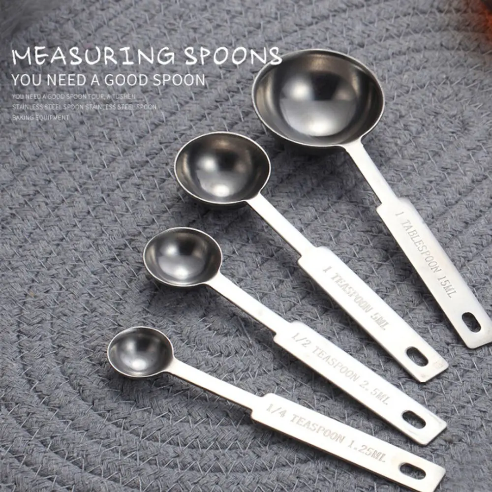 4 Pcs/Set Stainless Steel Measuring Cups Spoon Household Baking Flour Scoop Kitchen Gadgets Measuring Tool