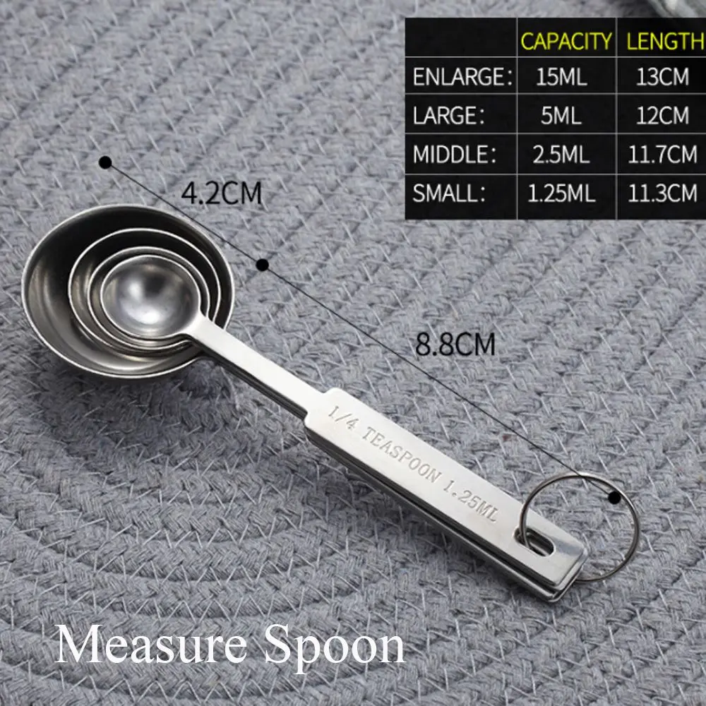 4 Pcs/Set Stainless Steel Measuring Cups Spoon Household Baking Flour Scoop Kitchen Gadgets Measuring Tool