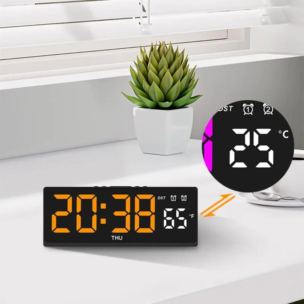 Voice Control Digital Alarm Clock Teperature Snooze Night Mode Desktop Table Clock 12/24H Anti-disturb Funtion LED Clocks Watch