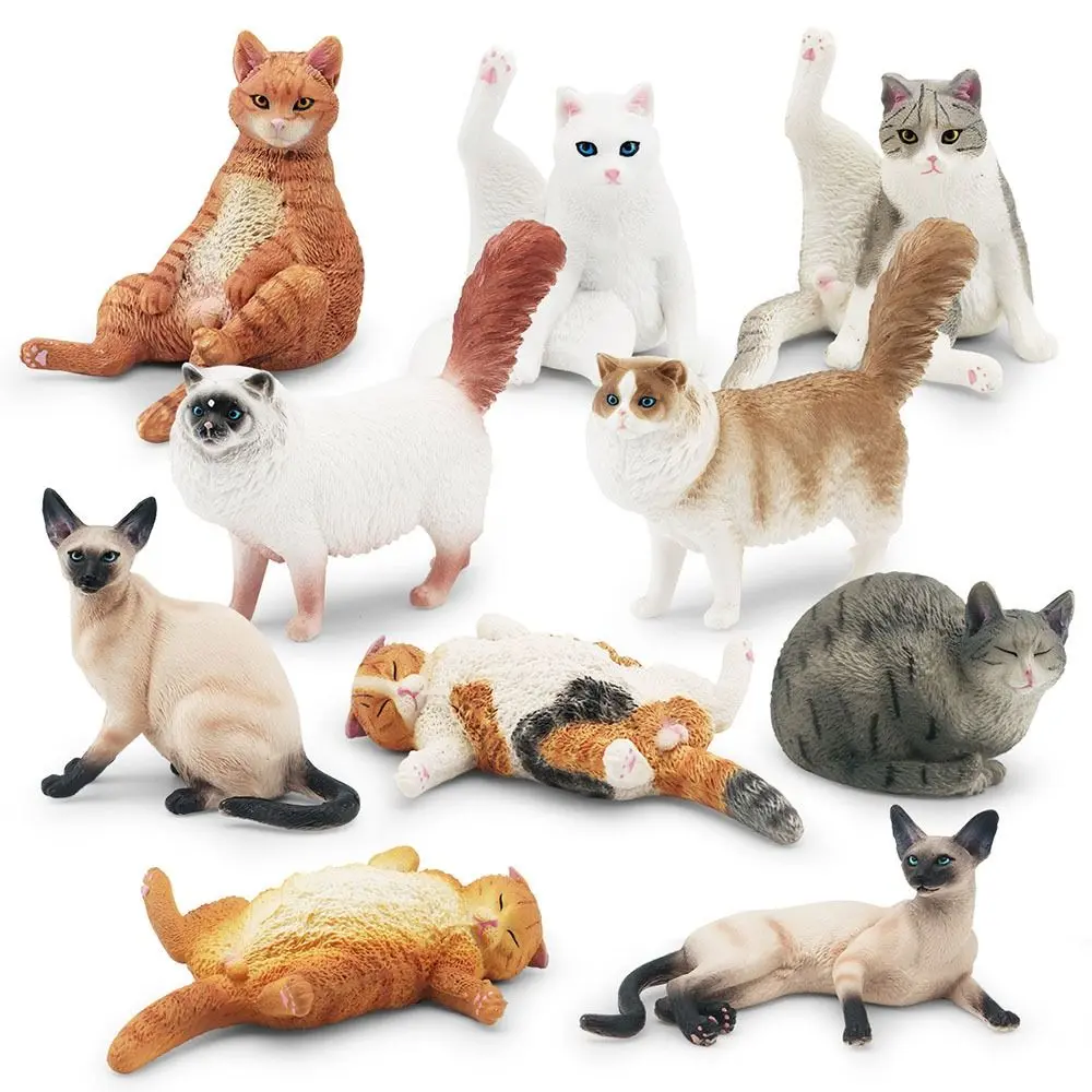 Realistic Cat Model Ornament Cat Figure Kids Doll Toy Kitten Statue Desktop Decoration