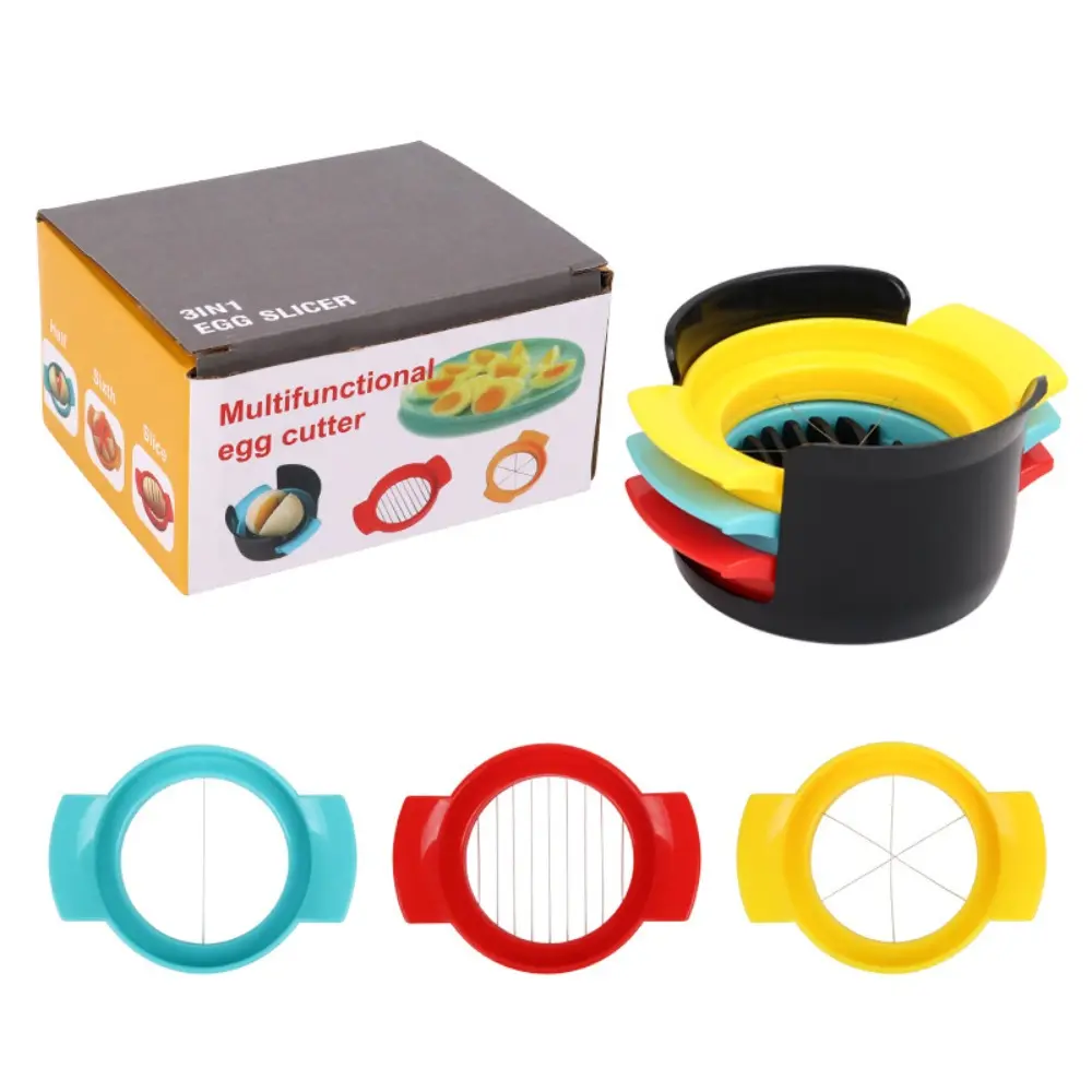 3 In 1 Portable Egg Cutter Stainless Steel Egg Slicer Sectioner Cutter Mold Flower-Shape Luncheon Meat Cutter Kitchen Gadgets