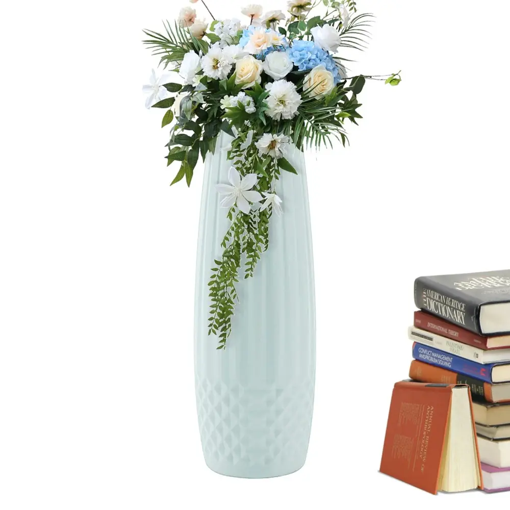 PE Flower Vase New Nordic Style Diamond Design Flower Pot Imitation Ceramic Modern Flower Arrangement Home Decoration