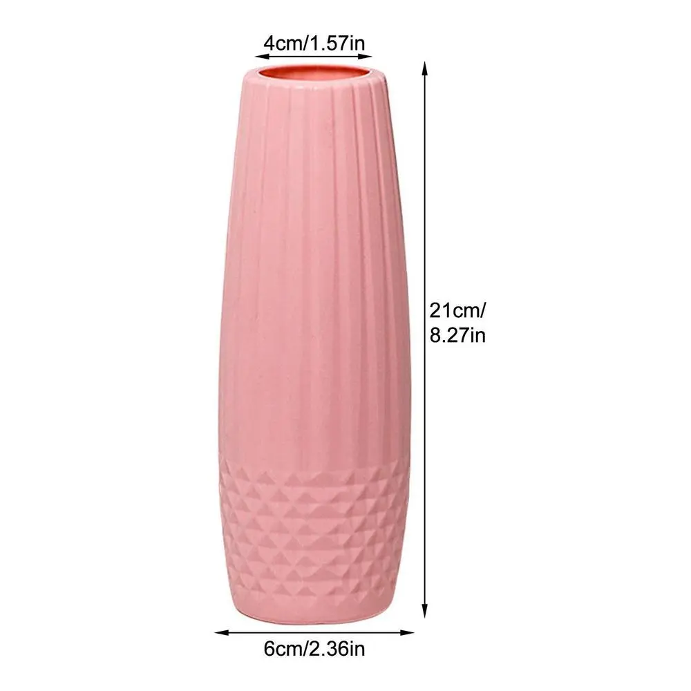 PE Flower Vase New Nordic Style Diamond Design Flower Pot Imitation Ceramic Modern Flower Arrangement Home Decoration