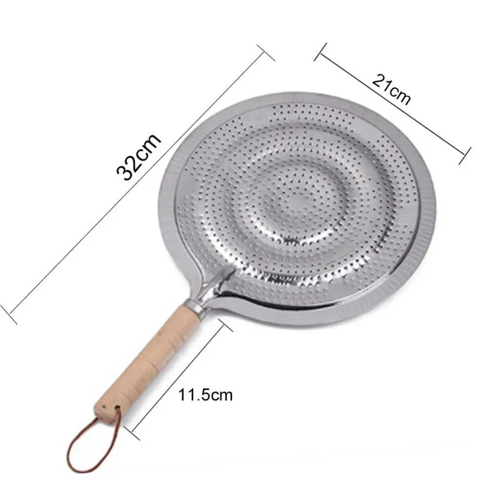 Metal 21cm Cook Ring Wooden Handle Household Supply Kitchen Utensils Heat Diffuser Stove Pan For Gas/Electric/Induction Cooker
