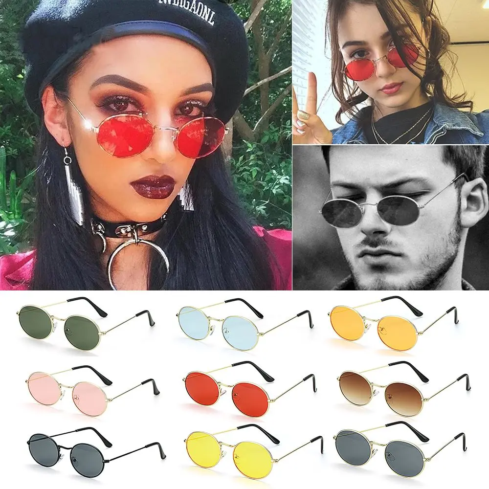 Oval Sunglasses Gold Silver Frame Retro Festival 400UV Gradient Mirror Glasses