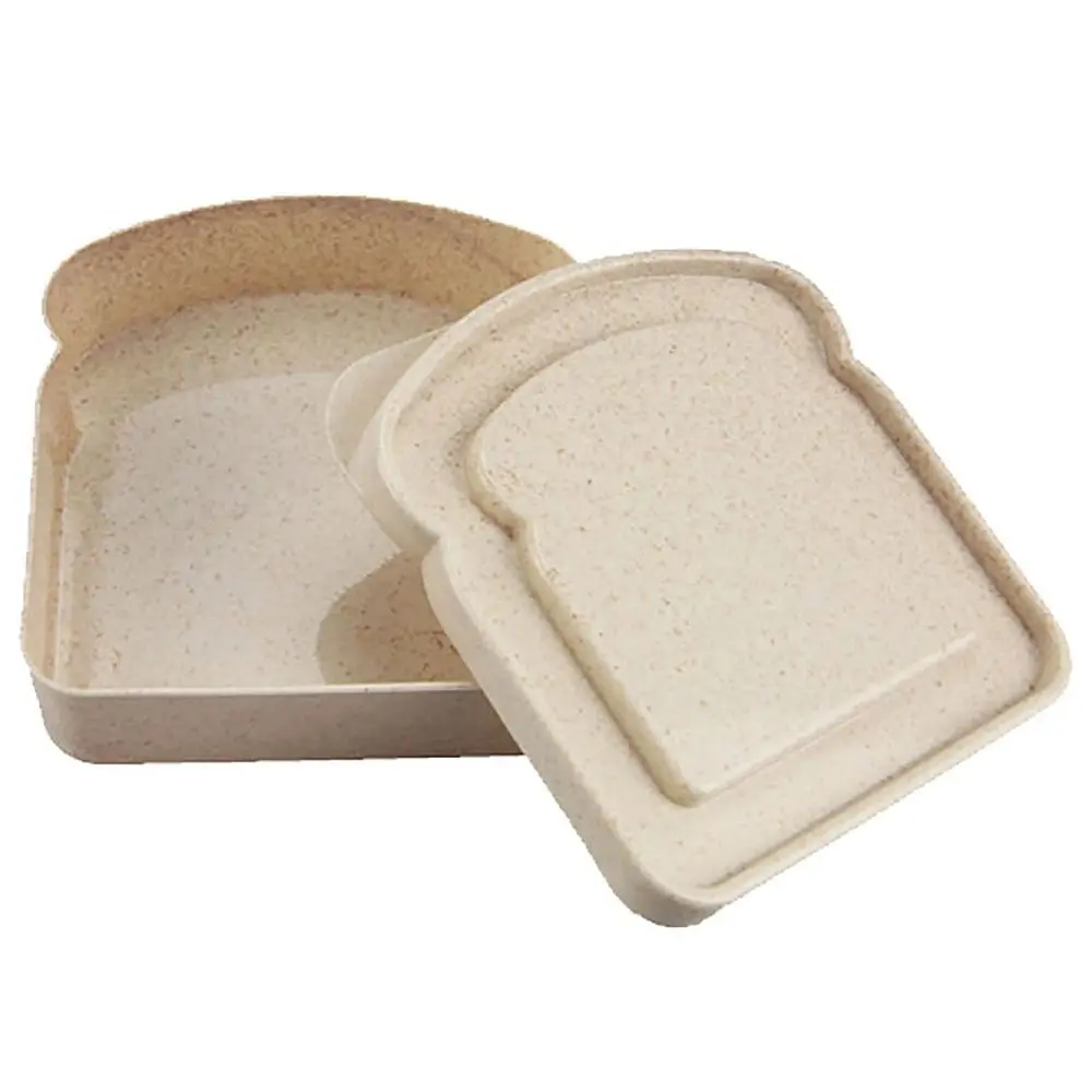 Bamboo fiber Food Grade Silicone Sandwich Toast Box Kids School Breakfast Lunch Bento Box Office Worker Food Container
