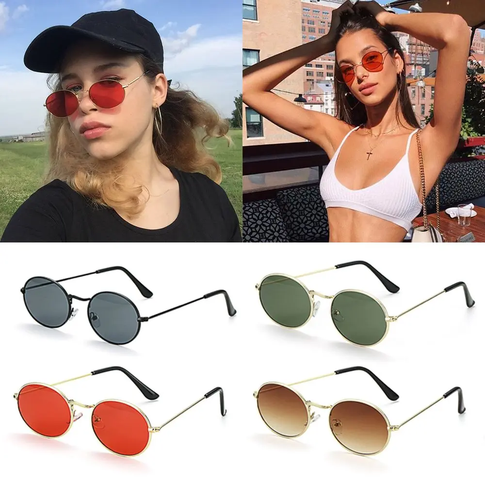 Oval Sunglasses Gold Silver Frame Retro Festival 400UV Gradient Mirror Glasses