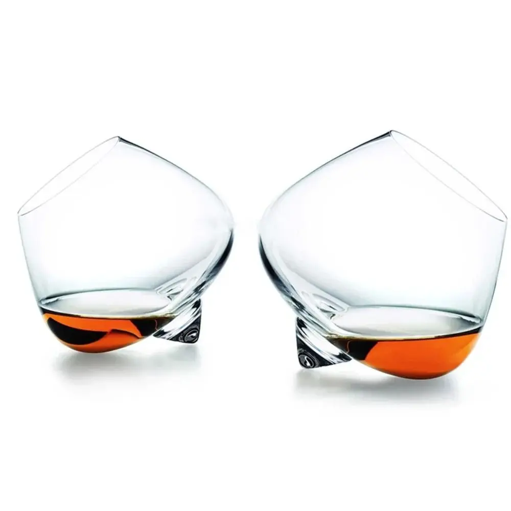 Irregular Whiskey Wine Glass Rotating High Belly Beer Whiskey Brandy Cocktail Drinking Wine Cup Tumbler Down Bar Glass