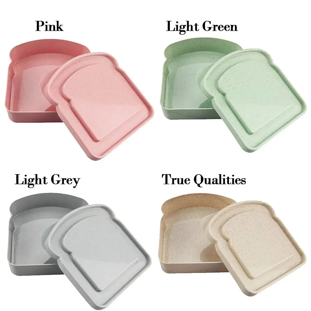 Bamboo fiber Food Grade Silicone Sandwich Toast Box Kids School Breakfast Lunch Bento Box Office Worker Food Container