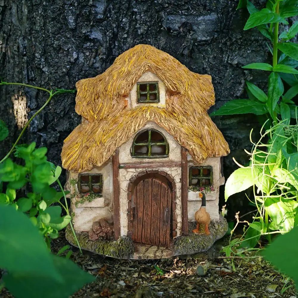 Miniature Fairy Elf Door Figurines Statues for Outdoor Yard Art Sculpture Wooden Ornaments  Accessories