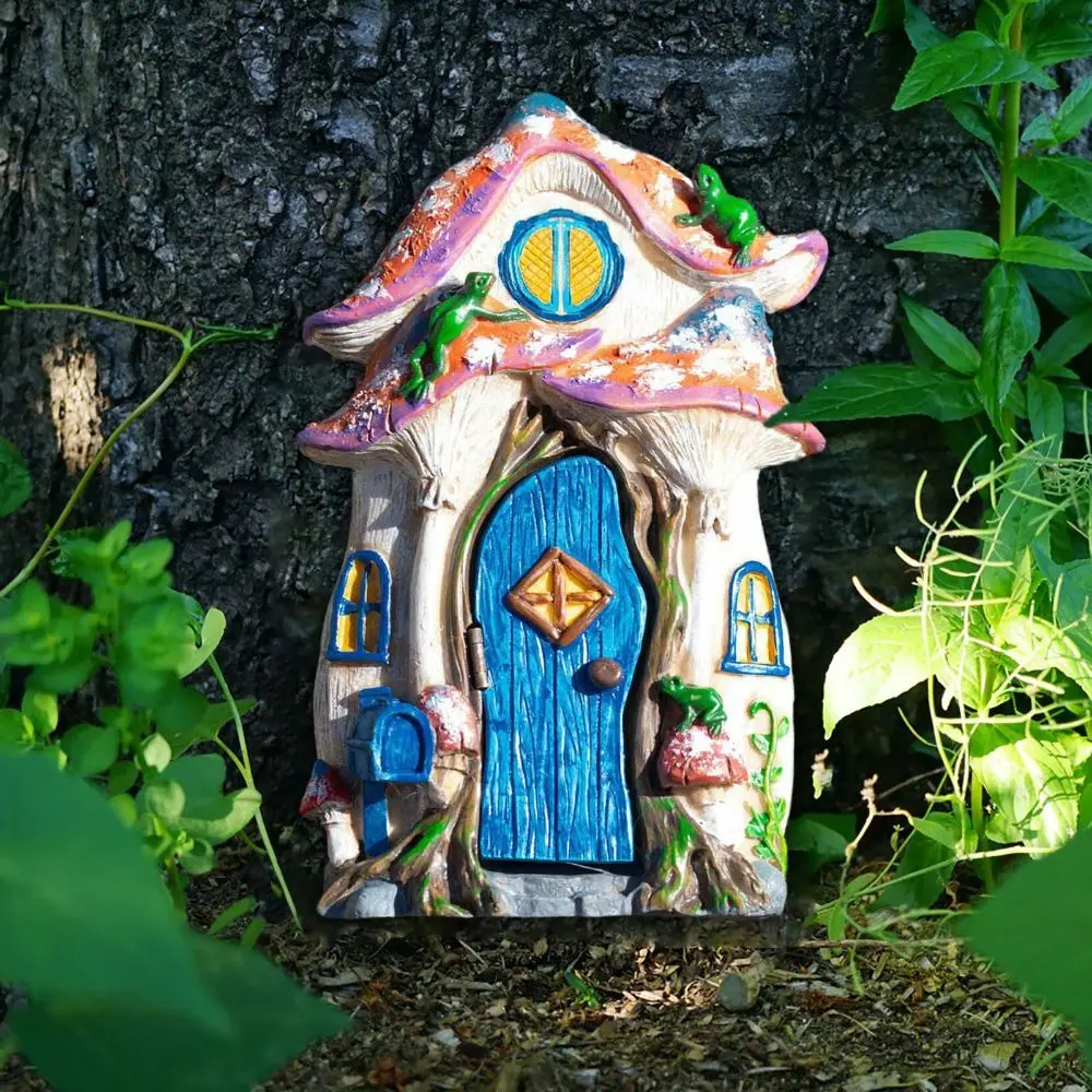 Miniature Fairy Elf Door Figurines Statues for Outdoor Yard Art Sculpture Wooden Ornaments  Accessories