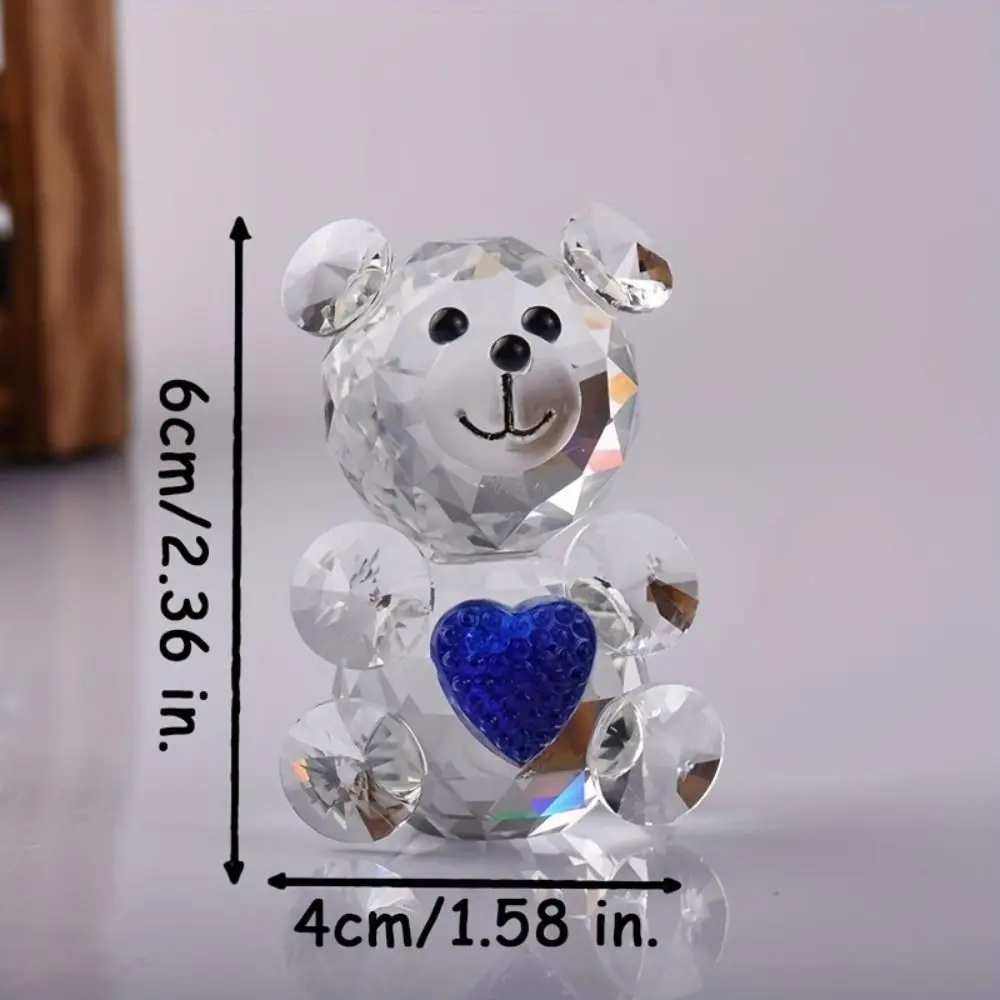 Bear Statue, Beautiful Glass Bear Decoration Cute Red Love Little Bear Statue Home Decoration Dining Table Animal Collection