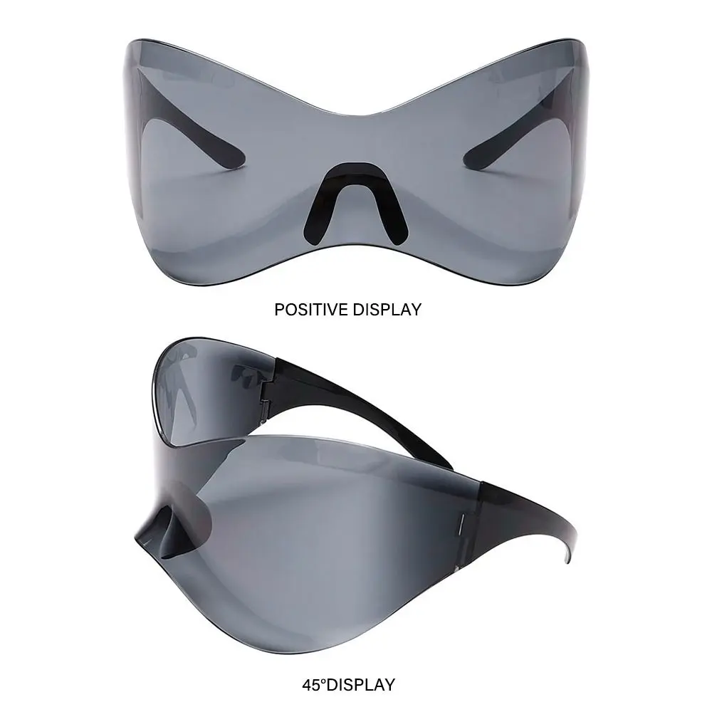 Futuristic Sunglasses for Men Women Oversized Wrap Around Punk Y2K Sunglasses Goggle Silver Sports Sun Glasses Fashion Chic
