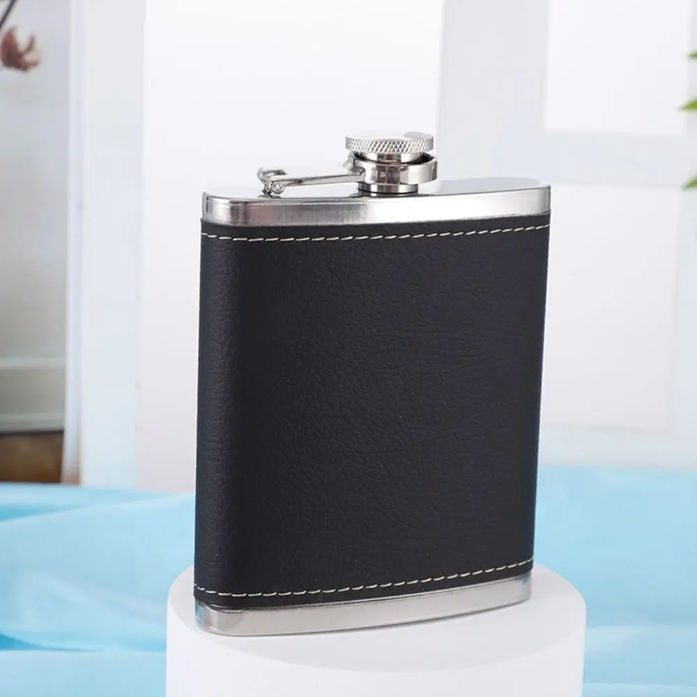 Stainless Steel Liquor Flask PU Leather Wrapped Hip Flask Drinkware Whisky Flagon for Alcohol Wine Wedding Party