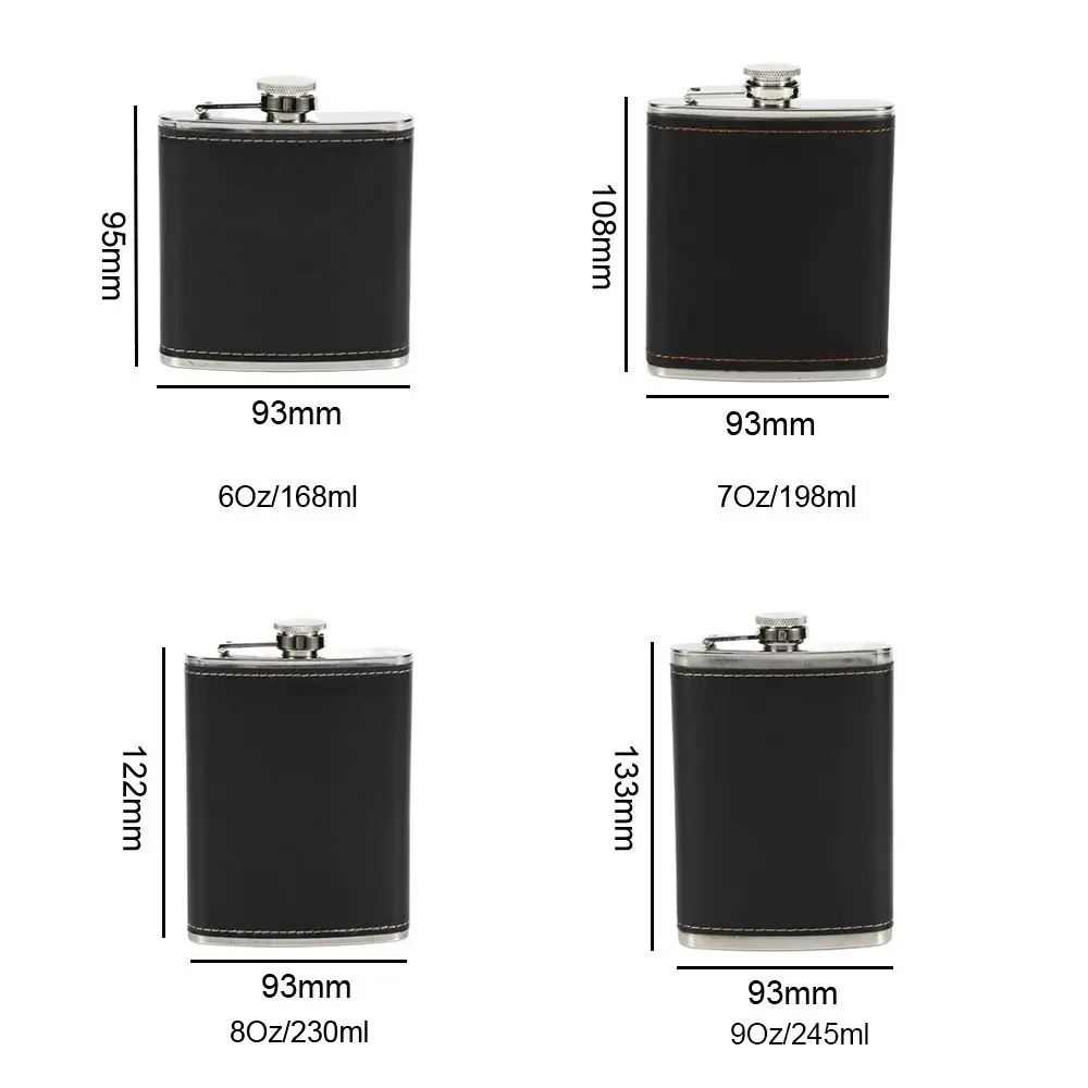 Stainless Steel Liquor Flask PU Leather Wrapped Hip Flask Drinkware Whisky Flagon for Alcohol Wine Wedding Party