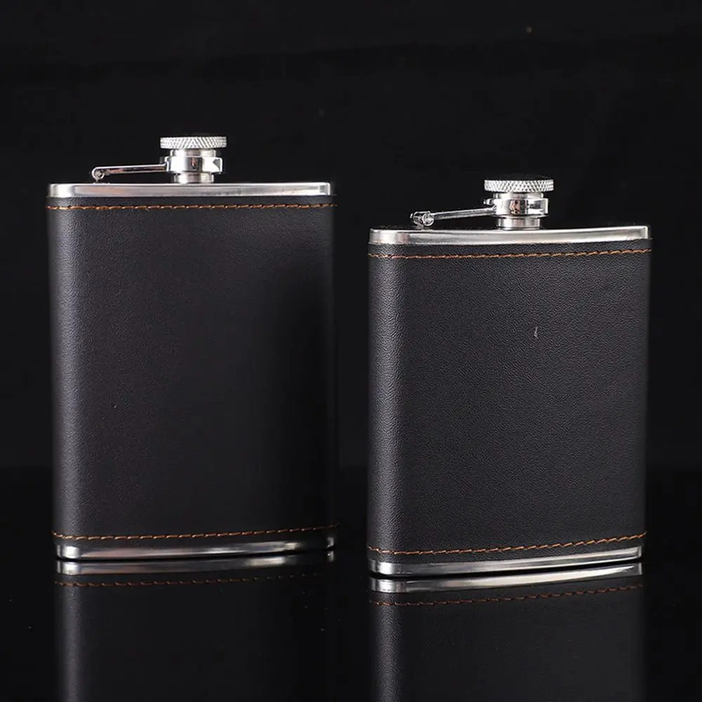 Stainless Steel Liquor Flask PU Leather Wrapped Hip Flask Drinkware Whisky Flagon for Alcohol Wine Wedding Party
