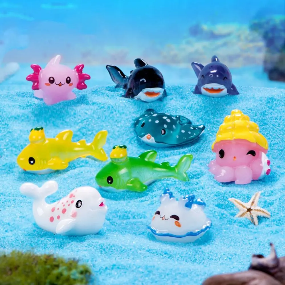 Resin Miniature Marine Animal Figurines Gift Cartoon Accessories Mini Sealife Models Ocean Fairy Garden Cartoon Fish Statue