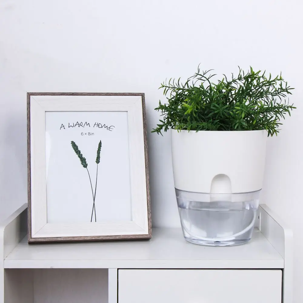 2-Layer Lazy Automatic Watering Flowerpot Sprinkling Fower Pot Automatic Water Container with Cotton Rope Home Garden Decor