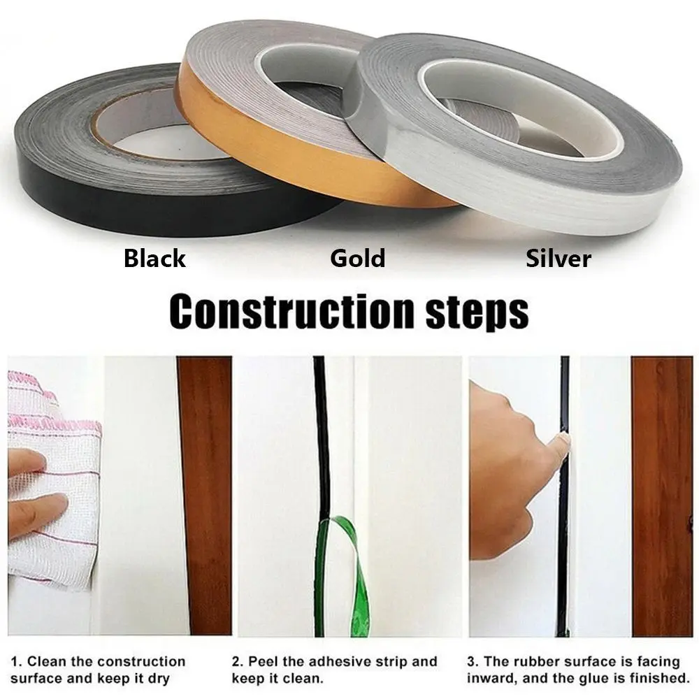 Self-Adhesive Seam Sticker Tape for Wall Floor Waterproof Tile Beauty Decal Sealing Strip with Gap Tape Edge D