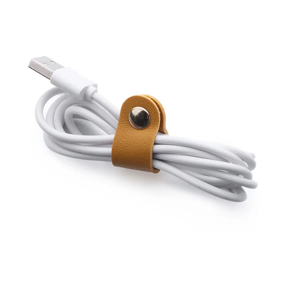 1Pcs Leather Cable Winder Earphone Accessories Cord Organizer Charger Cable Protector Clips Cord Holder Cable Management