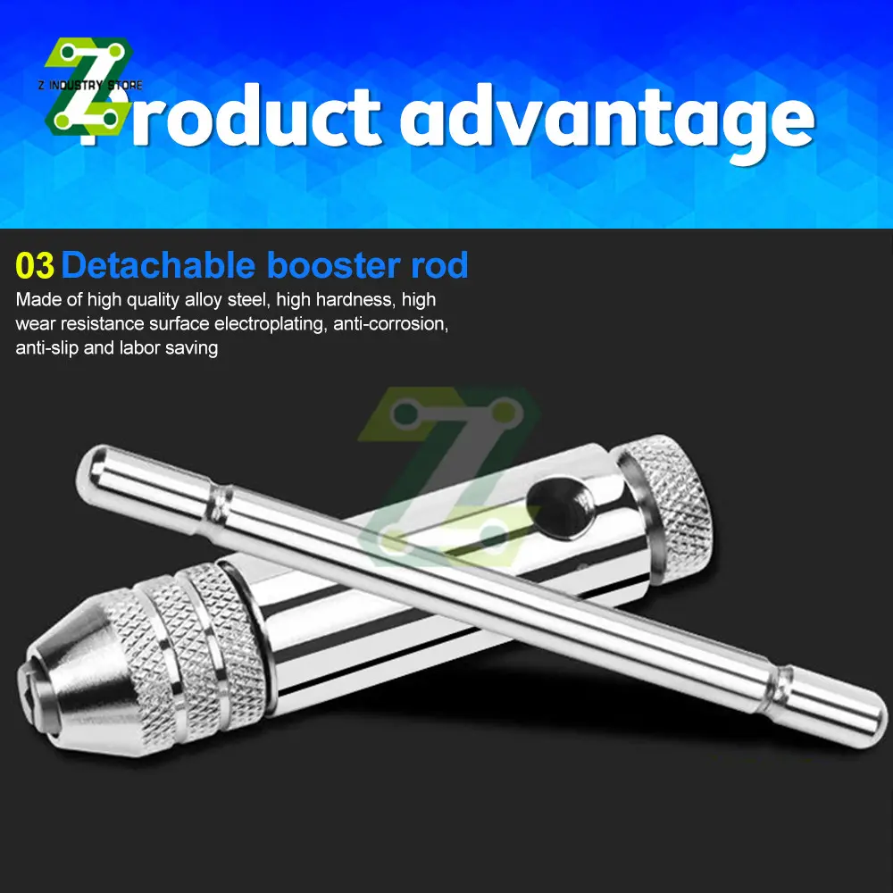 Adjustable M3-8 M5-12 T-Handle Ratchet Tap Wrench Tap Screw Holder Male Thread Metric Plug Mechanical Workshop Tools Hand Tool