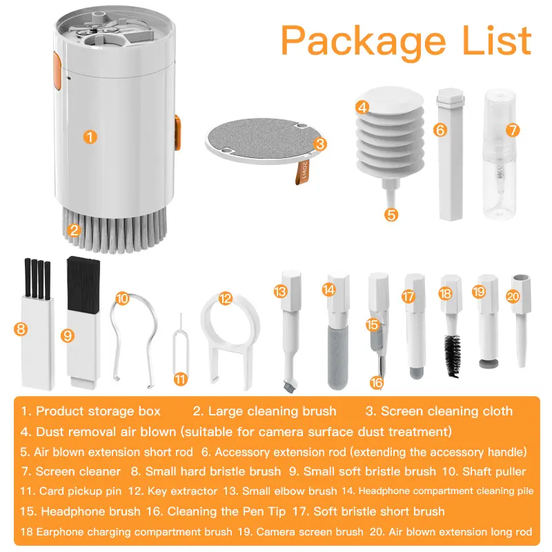 20 IN 1 Cleaning Kit Keyboard Cleaner Brush Bluetooth Earphones Cleaning Pen for Airpods iPhone Cleaning Tools Keycap Puller Kit