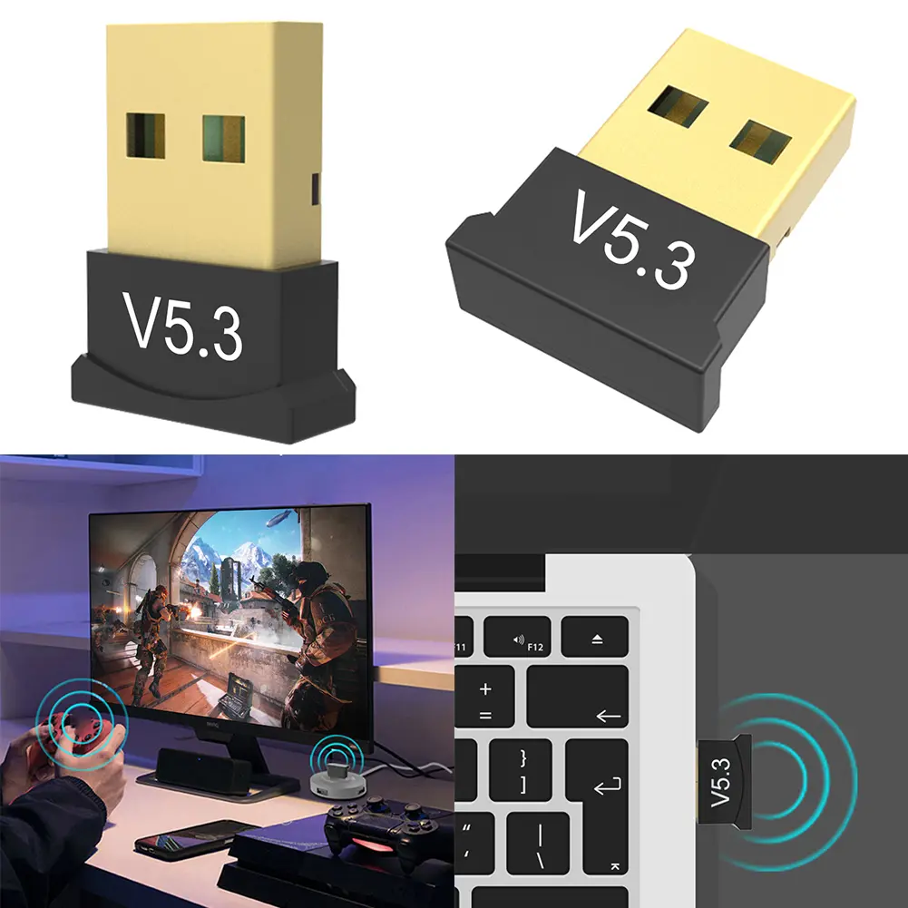 USB Bluetooth 5.3 Adapter Transmitter Receiver Bluetooth 5.1 Audio Bluetooth Dongle Wireless USB Adapter for Computer PC Laptop