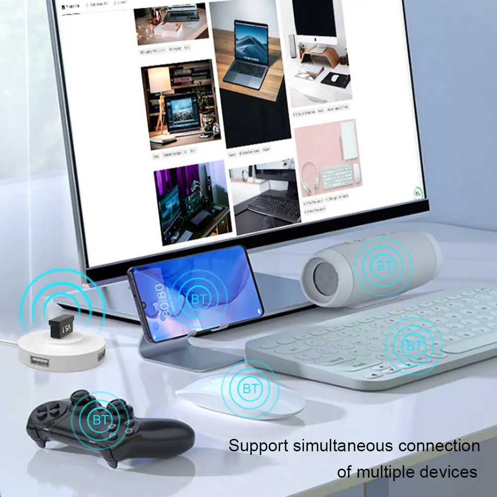 USB Bluetooth 5.3 Adapter Transmitter Receiver Bluetooth 5.1 Audio Bluetooth Dongle Wireless USB Adapter for Computer PC Laptop