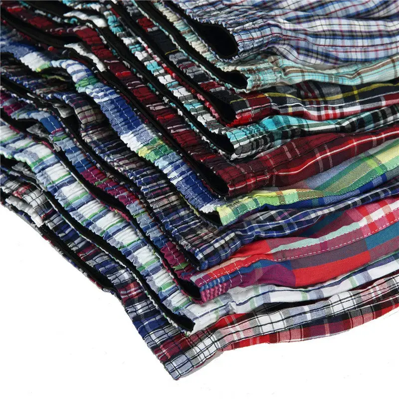 High Quality Brand 3-Pack Men's Boxer Shorts Woven Cotton 100% Classic Plaid Combed Male Underpant Loose Breathable Oversize