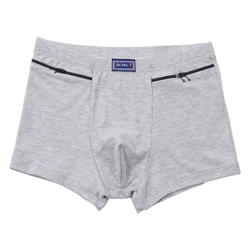 Men's Pockets Underwear Anti-theft Briefs Boxer Panties,two Zippers Pockets Cotton Underpants,mens Boxers Briefs,booty Shorts