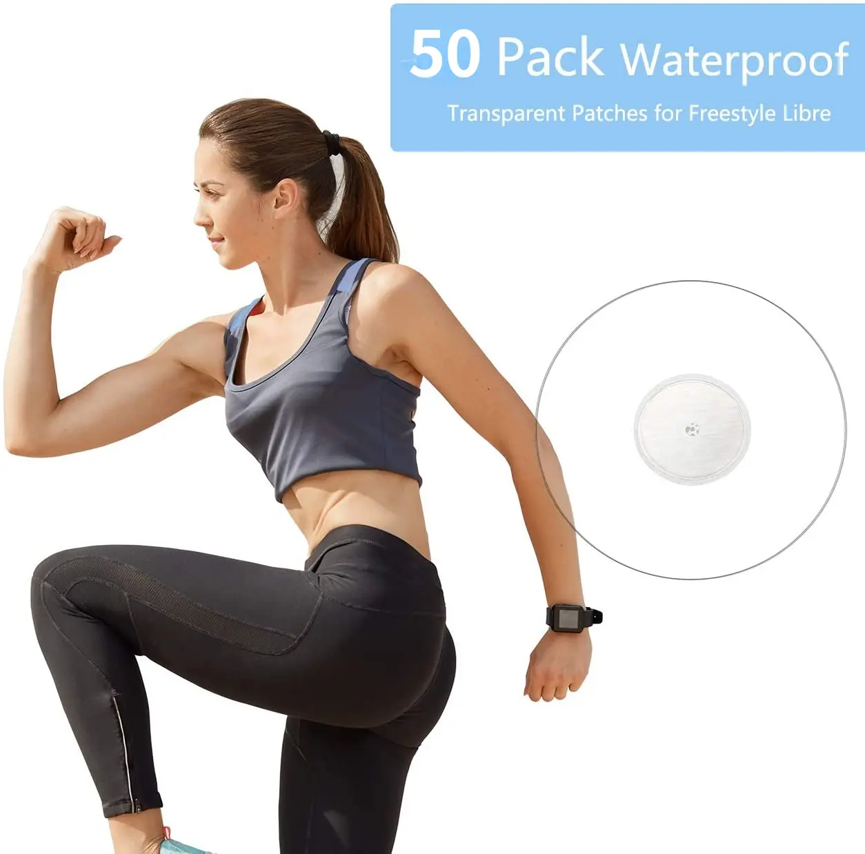 Freestyle Libre2 Sensor Patches 50pcs Waterproof Libre Sensor Covers-Transparent  CGM Overpatch-Tape 1pcs holder free