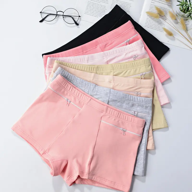 Women's Underwear Safety Anti-theft cotton panties plus size lingere Woman High Waist Soft Breathable Candy Color Simple Briefs