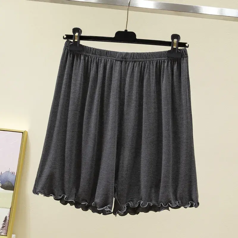 Womens Modal Pajama Shorts Sleep Shorts Comfy Solid Home Pajama Pants with Ruffles Hem Loose Casual Thin Simple Home Clothing