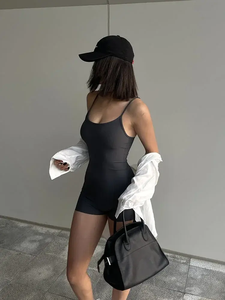 Sexy Backless Playsuits Women Sports Fitness Summer Fashion Black New Rompers Slim Casual Hollow Out Bandage Halter Playsuits