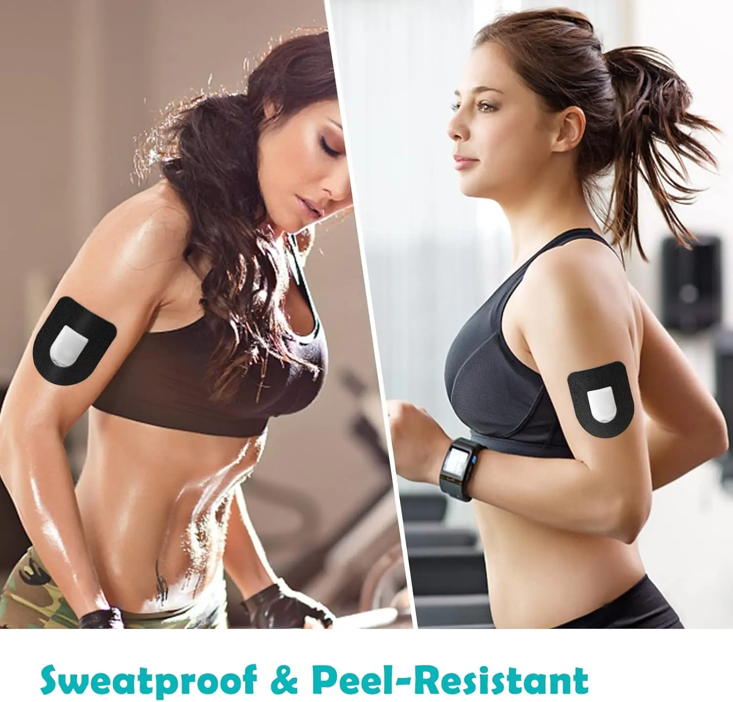 CGM Patches for Insulet Omnipod (25-Pack),Sweat-Resistant Waterproof Breathable Skin-Friendly Latex Free Adhesive Patches Black