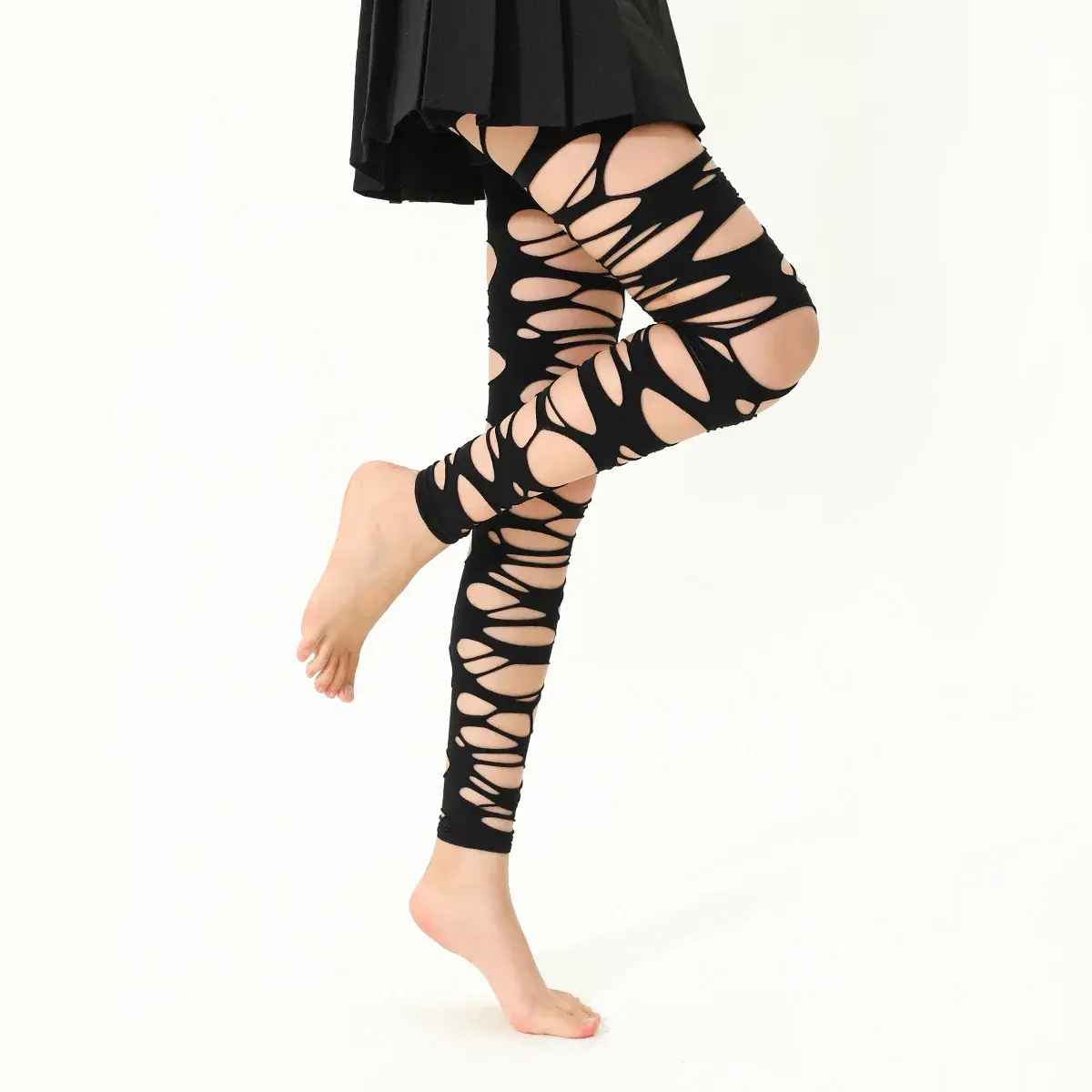 Fashion Punk Torn Strap Holes Tights Sexy Lolita Gothic Spider Web Stockings Ladies Black White Mesh Soft Tights High Hosiery